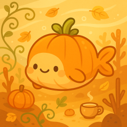 Gordon the Pumpkin Whale Amigurumi Plush - Limited Edition Fall Snackimal