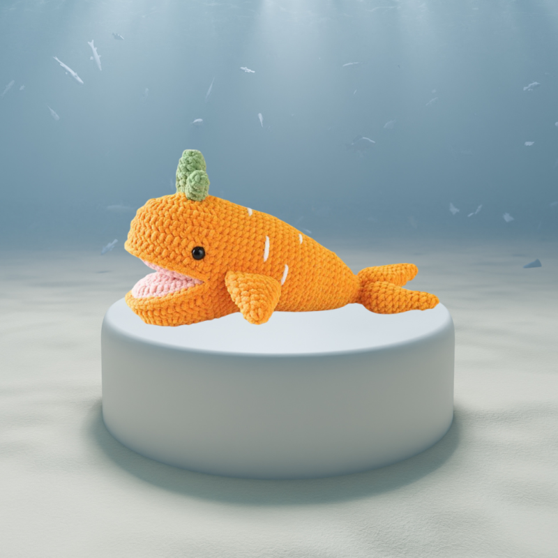 Ollie the Cachalot Carrot Amigurumi Plush – Veggie Snackimal