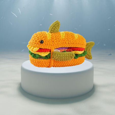 Sandy the Fish Sandwich Amigurumi Plush