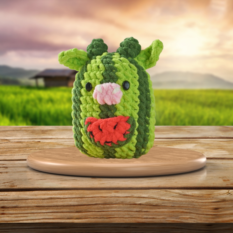 Melba the Watermelon Cow Amigurumi Plush - Fruity Friends Collection