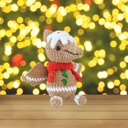 Ginger the Gingerbread Pterosauria Amigurumi Plush – Festive Treatosaurs